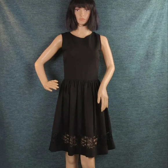 Red-Saks Fifth Avenue LBD Black Teacup Ponte Sleeveless Fit & Flare Dress - Picture 1 of 8